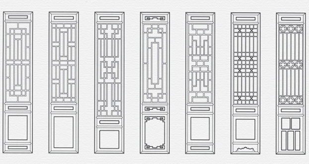 大丰常用中式仿古花窗图案隔断设计图